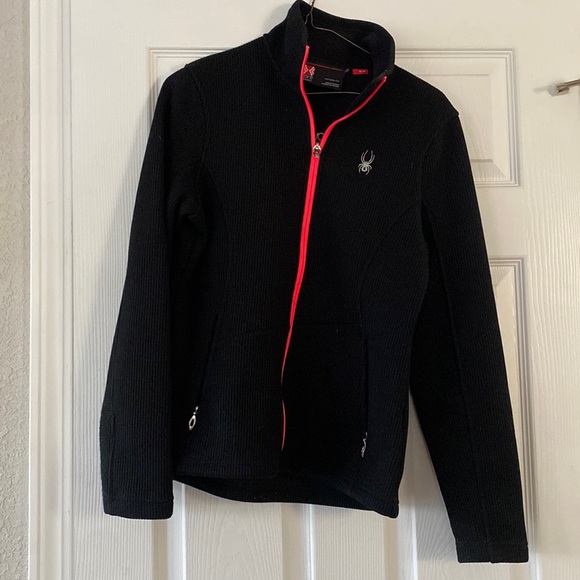Black and Hot Pink Knit Spyder Jacket - Picture 1 of 3